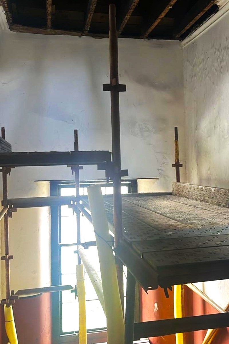 Scaffolding in residential building stair