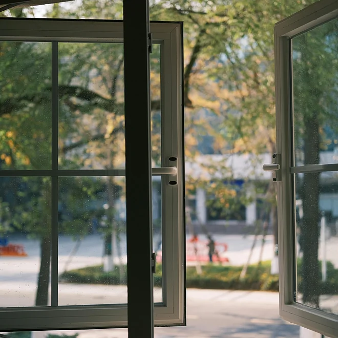 Internal view of uPVC window frame