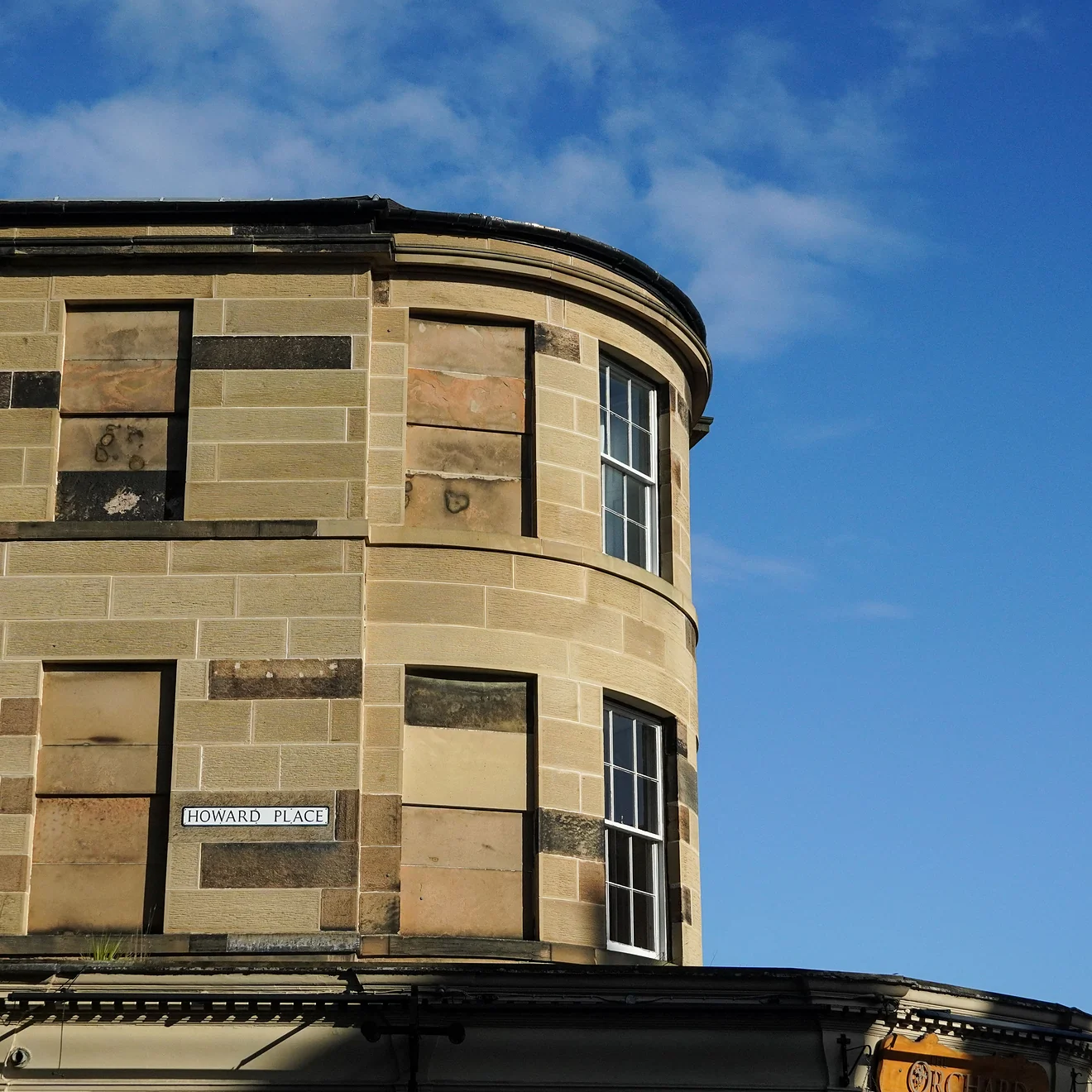 Typical tenement windows in Edinburgh's New Town and Broughton, with timber sash and case frames
